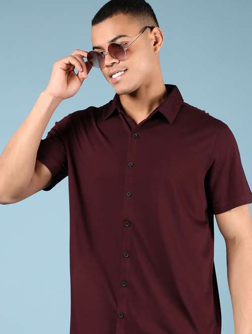 men solid short sleeve regular fit casual shirt - 21873022 - Very Small Image - 1