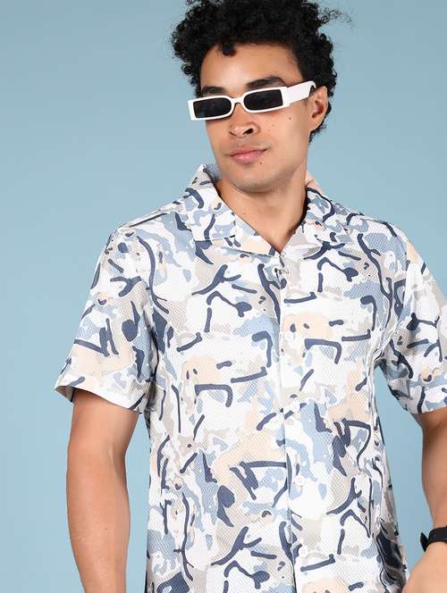 men printed short sleeve regular fit casual shirt - 21873045 - Very Small Image - 1