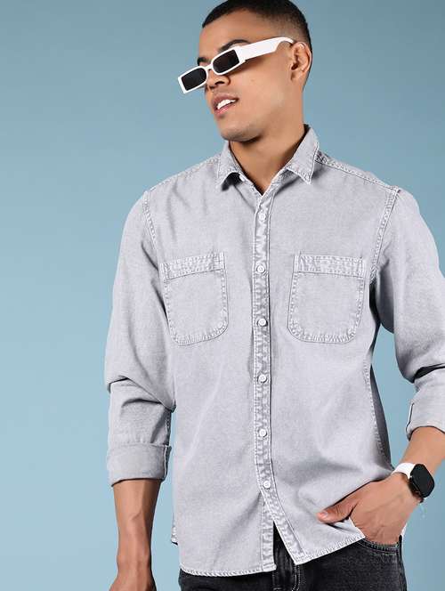 men solid long sleeve regular fit casual shirt - 21873998 - Very Small Image - 1