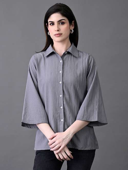 women solid colllared regular fit shirt - 21899183 - Very Small Image - 1