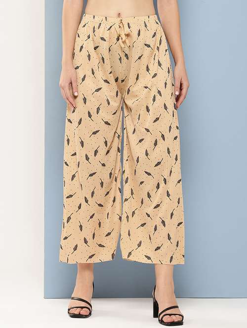 women printed mid rise ankle length straight palazzo - 21901190 - Very Small Image - 1