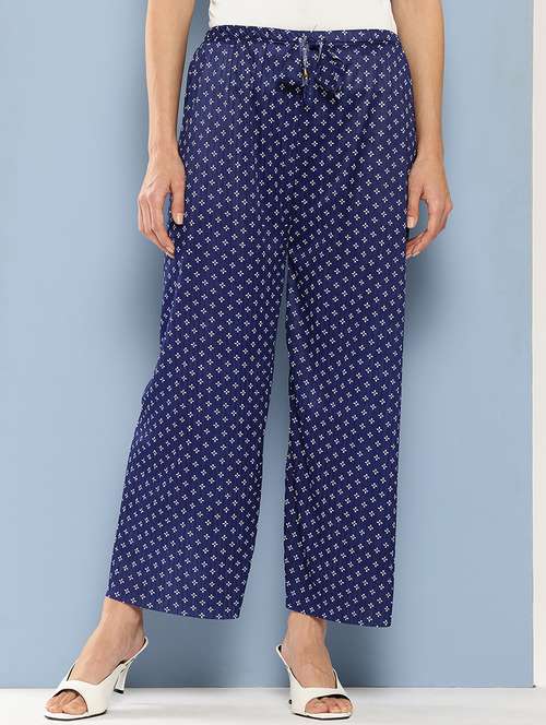 women printed mid rise ankle length straight palazzo - 21901216 - Very Small Image - 1