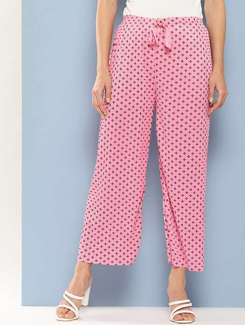 women printed mid rise ankle length straight palazzo - 21901218 - Very Small Image - 1