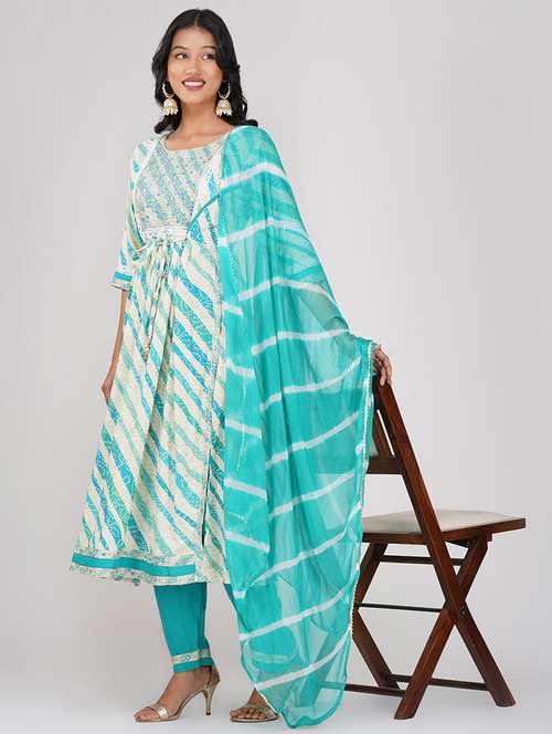 women three quarter sleeve kurta pant with dupatta set - 21901347 - Very Small Image - 1