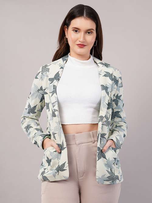 women printed long sleeves single breasted blazer - 21905161 - Very Small Image - 1