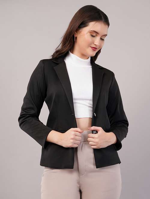 women solid long sleeves single breasted blazer - 21905169 - Very Small Image - 1