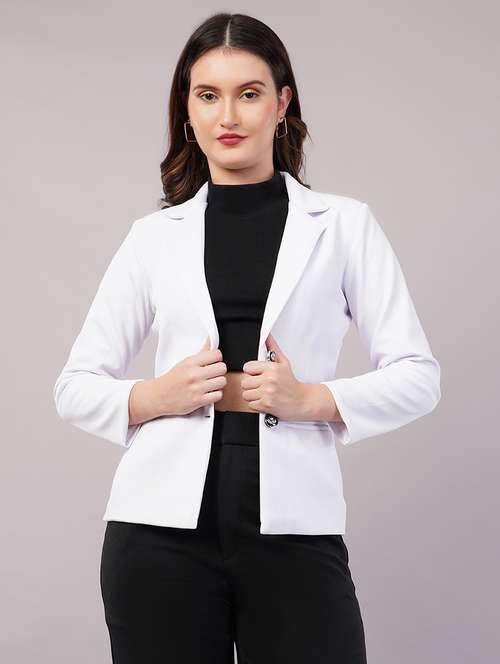 women solid long sleeves single breasted blazer - 21905179 - Very Small Image - 1