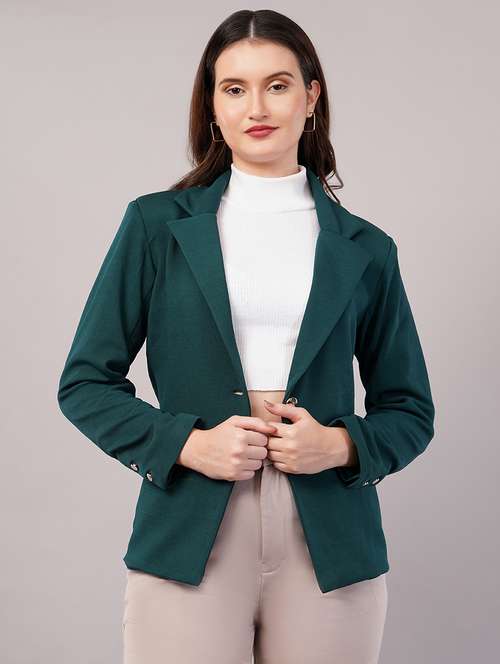 women solid long sleeves single breasted blazer - 21905186 - Very Small Image - 1