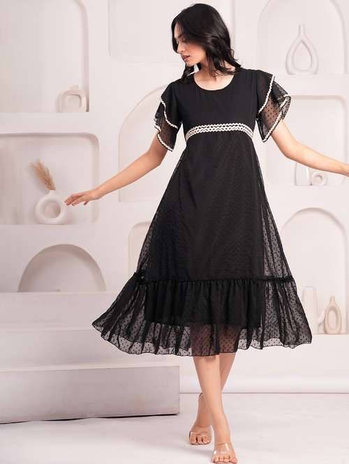 women swiss dot short sleeve tiered dress - 21908176 - Very Small Image - 1
