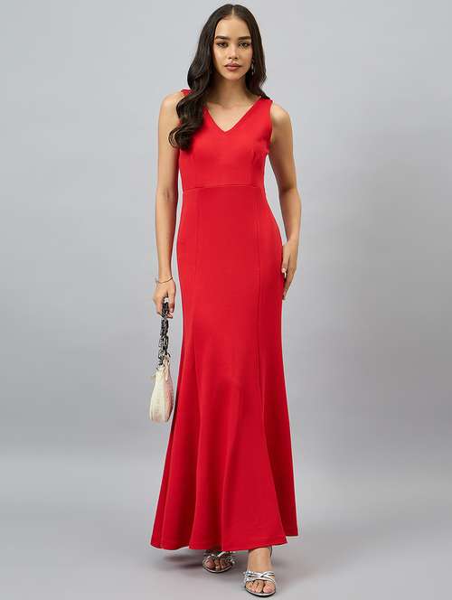 women red solid sleeveless a-line maxi dress - 21909250 - Very Small Image - 1