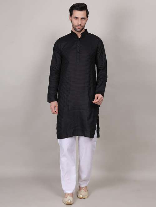 men self design mandarin neck kurta with trousers ethnic wear set - 21909573 - Very Small Image - 1