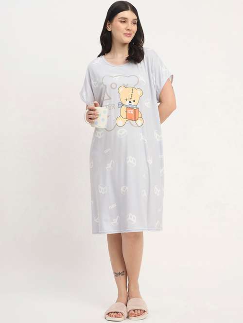 women printed short sleeves sleepshirt - 21911595 - Very Small Image - 1