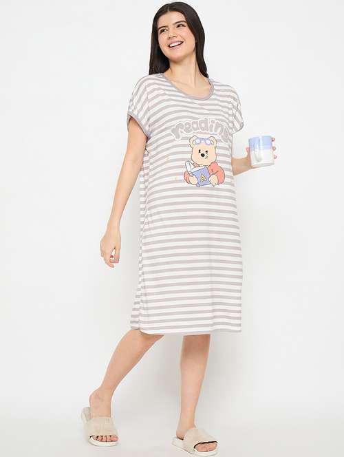 women printed short sleeves sleepshirt - 21911599 - Very Small Image - 1