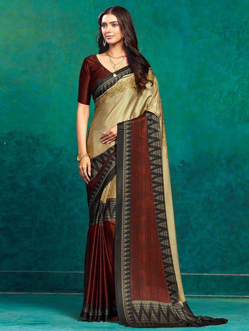 women printed casual wear saree with blouse - 21912101 - Very Small Image - 1
