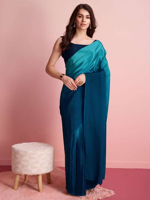 women ombre printed ready to wear saree with blouse - 21912262 - Very Small Image - 1