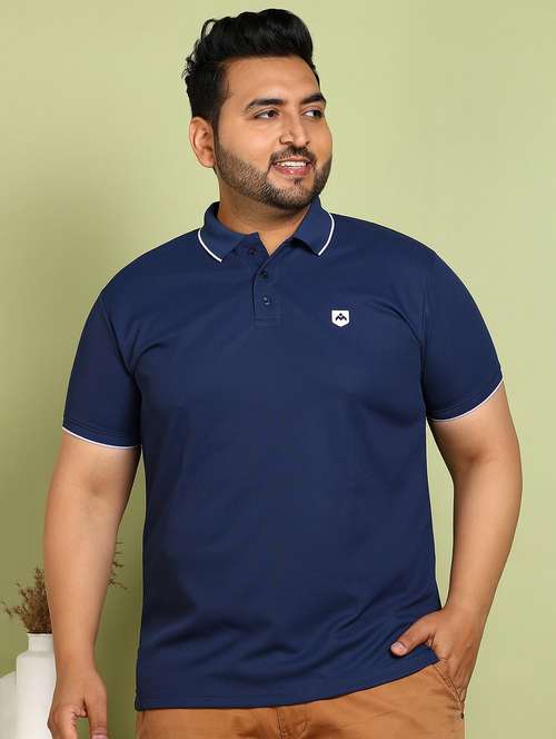 men plus size solid short sleeve polo t-shirt - 21914005 - Very Small Image - 1