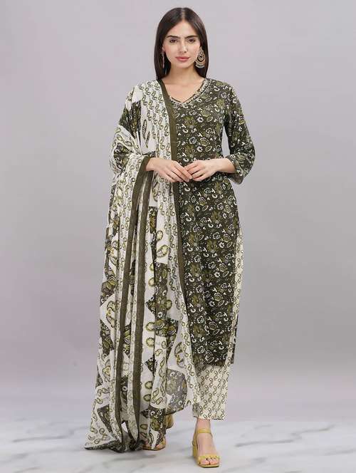 women three quarter sleeve kurta pant with dupatta set - 21916652 - Very Small Image - 1