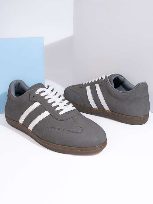 men grey solid lace up sneaker - 21919915 - Very Small Image - 1
