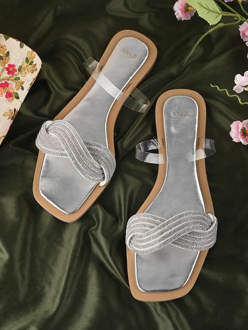 women embellished slip on sandal - 21919968 - Very Small Image - 1