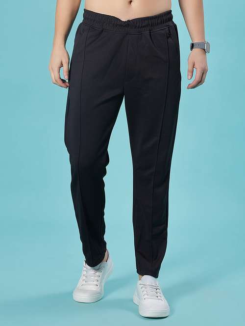 men solid mid rise full length track pant - 21922323 - Very Small Image - 1