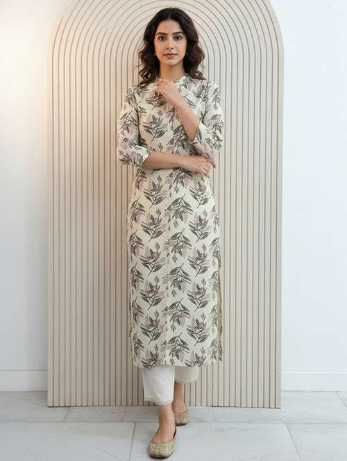 women printed three quarter sleeve kurta palazzo set - 21922352 - Very Small Image - 1