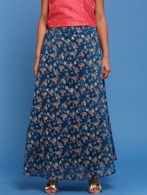women floral printed mid rise a-line skirt - 21930431 - Very Small Image - 1