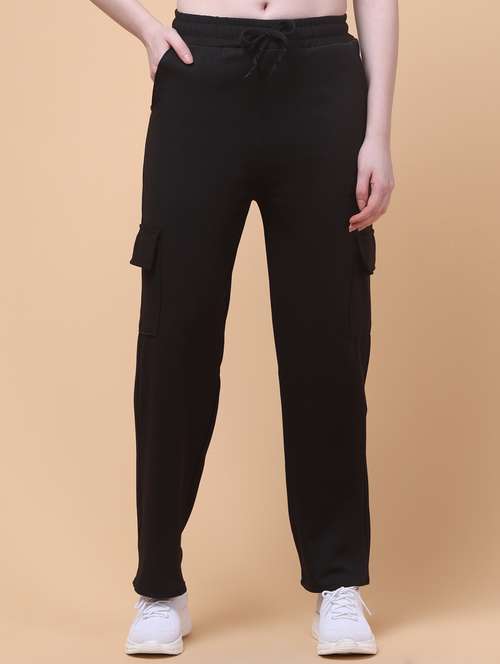 women black solid mid rise cargo - 21931396 - Very Small Image - 1