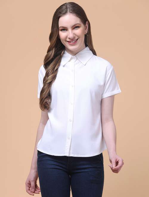 women solid collared short sleeve shirt - 21931945 - Very Small Image - 1