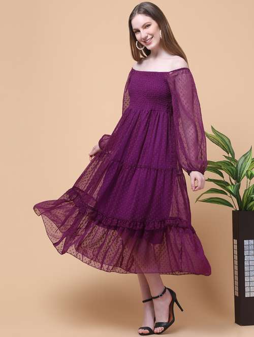 women self designed puff sleeve tiered dress - 21931976 - Very Small Image - 1