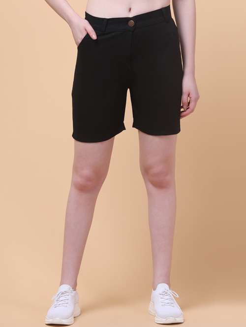 women solid slim fit regular short - 21932745 - Very Small Image - 1