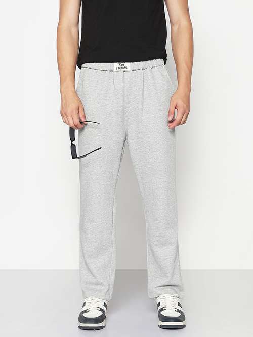men grey solid low rise full length track pant - 21933748 - Very Small Image - 1
