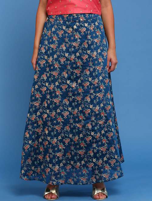 women floral printed high rise a-line skirt - 21935881 - Very Small Image - 1