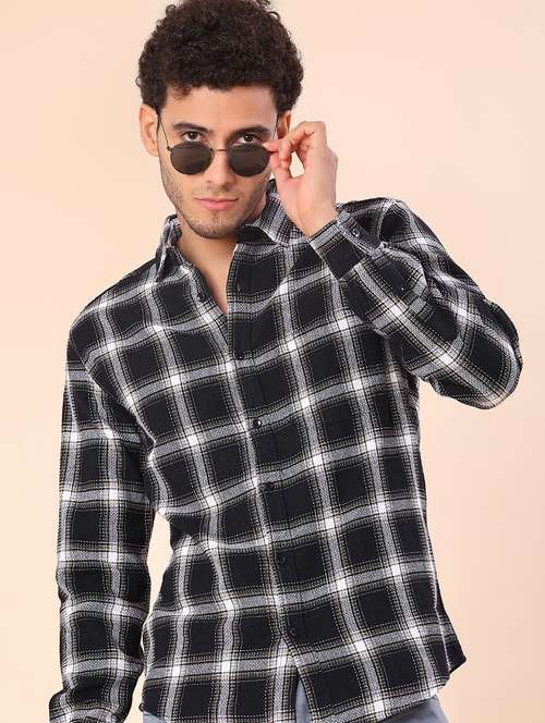men checkered long sleeve regular fit casual shirt - 21936291 - Very Small Image - 1