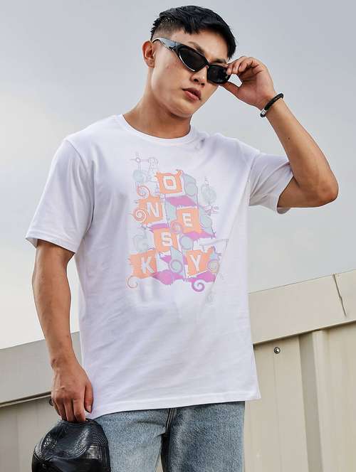 men front print round neck regular fit t-shirt - 21936735 - Very Small Image - 1