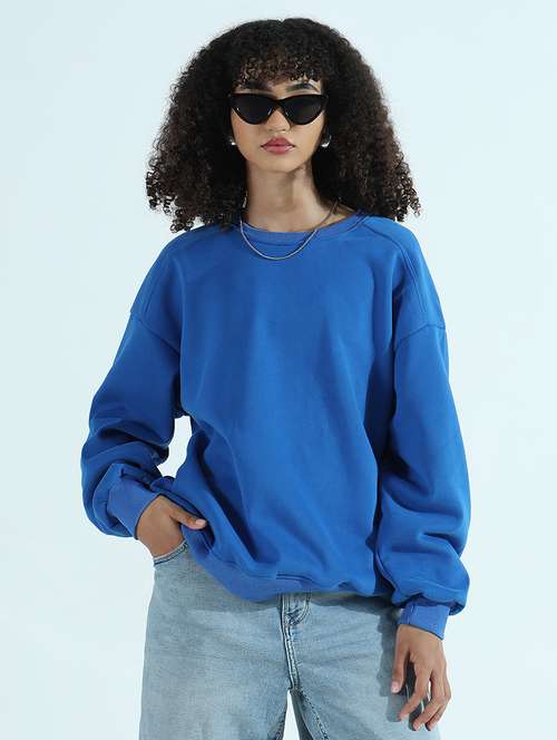 Women Solid Long Sleeve Relaxed Fit Sweatshirt - 21941663 - Very Small Image - 1