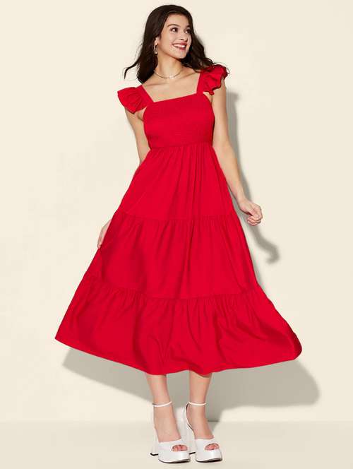 women solid sleeveless tiered dress - 21946794 - Very Small Image - 1