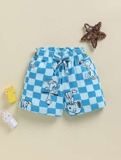 girls checkered mid rise shorts - 21947608 - Very Small Image - 1