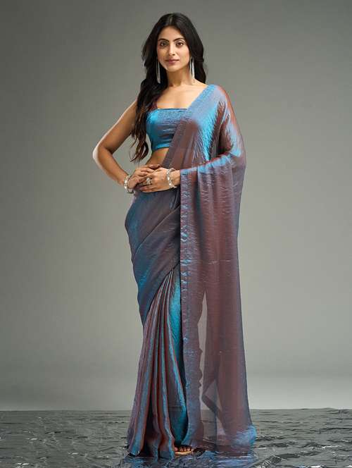 women solid plain saree with blouse - 21949625 - Very Small Image - 1