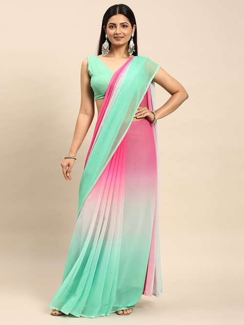 women ombre printed saree with blouse - 21949955 - Very Small Image - 1