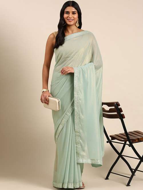 women solid with bordered saree with blouse - 21949994 - Very Small Image - 1