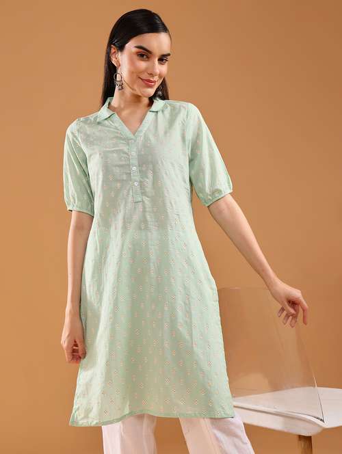 women printed three quarter sleeve straight kurta - 21956534 - Very Small Image - 1