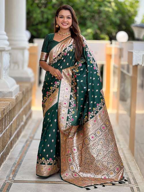 women self design banarasi saree with blouse - 21959454 - Very Small Image - 1