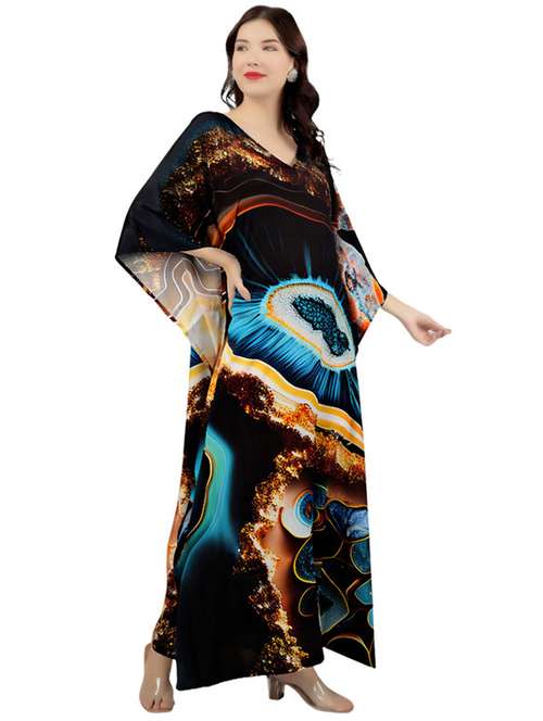 women printed kimono sleeve kaftan dress - 21960640 - Very Small Image - 1