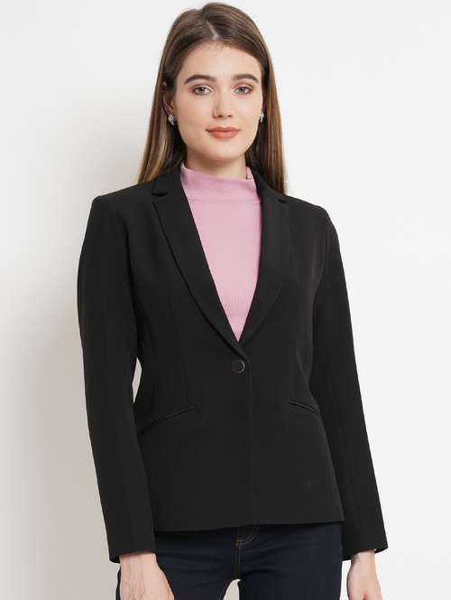 women solid long sleeve single breasted blazer - 21962092 - Very Small Image - 1