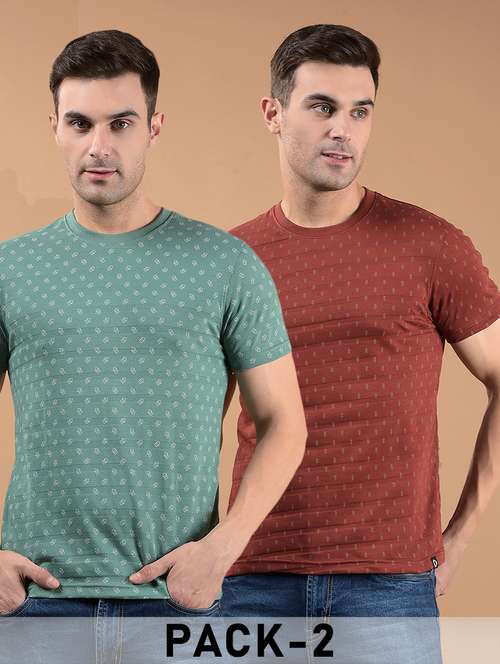 men pack of 2 printed short sleeve slim fit t-shirt - 21962439 - Very Small Image - 1