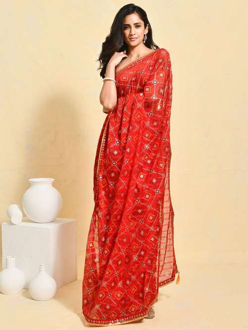 women printed casual wear saree with blouse - 21965544 - Very Small Image - 1