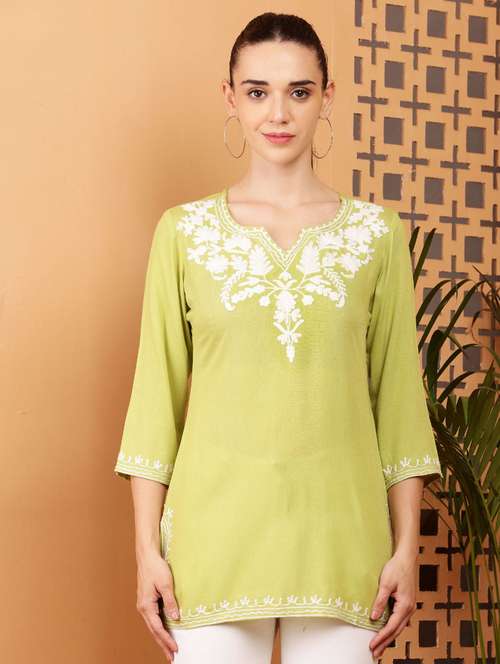 women embroidered three quarter sleeve straight kurta - 21966076 - Very Small Image - 1