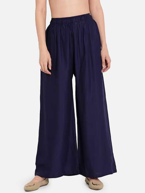 women solid high rise flared palazzo - 21966981 - Very Small Image - 1