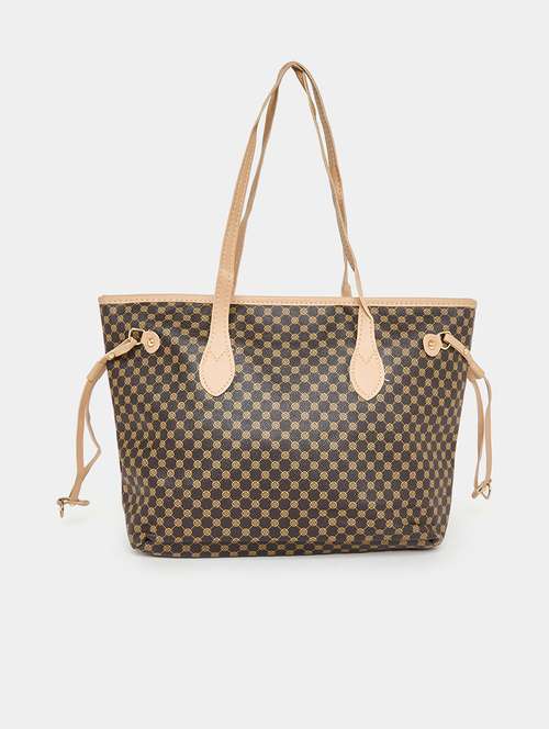 women brown printed tote bag  - 21971374 - Very Small Image - 1