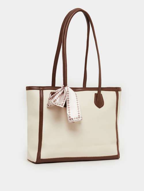 beige shoulder bag with color block trim - 21971435 - Very Small Image - 1